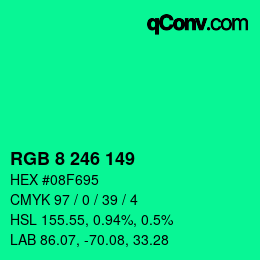 Color code: RGB 8 246 149 | qconv.com