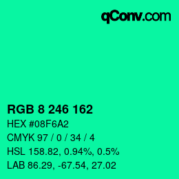 カラーコード: RGB 8 246 162 | qconv.com