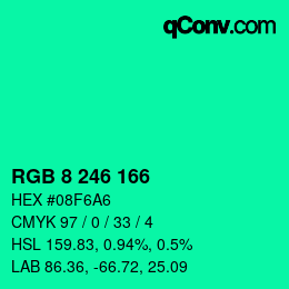Color code: RGB 8 246 166 | qconv.com