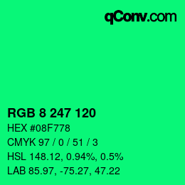 颜色代码: RGB 8 247 120 | qconv.com