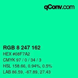 颜色代码: RGB 8 247 162 | qconv.com
