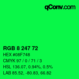 Color code: RGB 8 247 72 | qconv.com