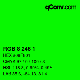 Color code: RGB 8 248 1 | qconv.com