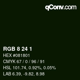 Code couleur: RGB 8 24 1 | qconv.com