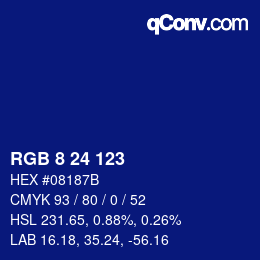 Color code: RGB 8 24 123 | qconv.com