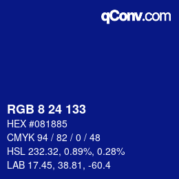 カラーコード: RGB 8 24 133 | qconv.com
