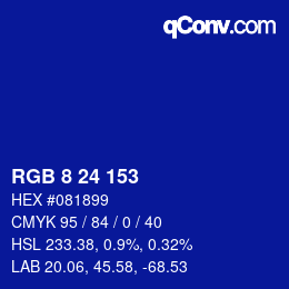 Color code: RGB 8 24 153 | qconv.com