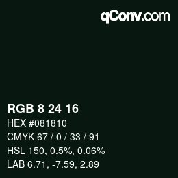 颜色代码: RGB 8 24 16 | qconv.com