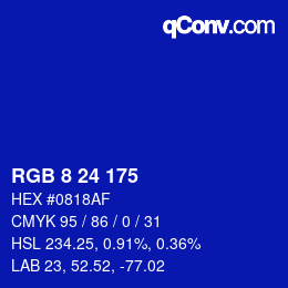 Color code: RGB 8 24 175 | qconv.com