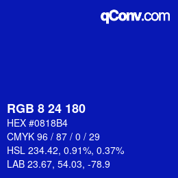 Color code: RGB 8 24 180 | qconv.com