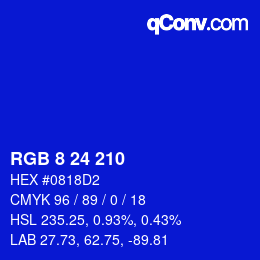 Color code: RGB 8 24 210 | qconv.com