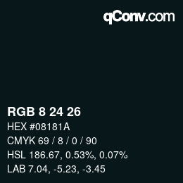 Color code: RGB 8 24 26 | qconv.com