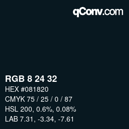 カラーコード: RGB 8 24 32 | qconv.com
