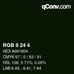 カラーコード: RGB 8 24 4 | qconv.com