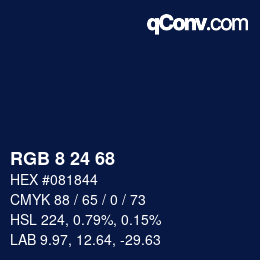 Color code: RGB 8 24 68 | qconv.com