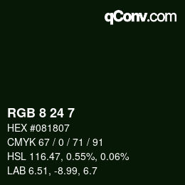 颜色代码: RGB 8 24 7 | qconv.com