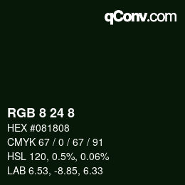 カラーコード: RGB 8 24 8 | qconv.com