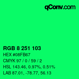 Color code: RGB 8 251 103 | qconv.com