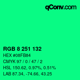 Color code: RGB 8 251 132 | qconv.com