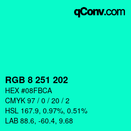 カラーコード: RGB 8 251 202 | qconv.com