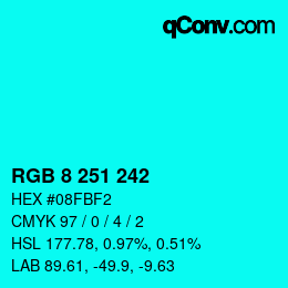 Color code: RGB 8 251 242 | qconv.com