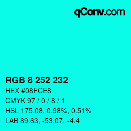 カラーコード: RGB 8 252 232 | qconv.com