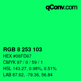颜色代码: RGB 8 253 103 | qconv.com