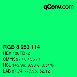 颜色代码: RGB 8 253 114 | qconv.com