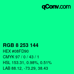 颜色代码: RGB 8 253 144 | qconv.com