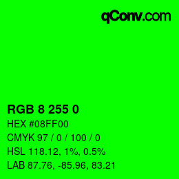 Farbcode: RGB 8 255 0 | qconv.com