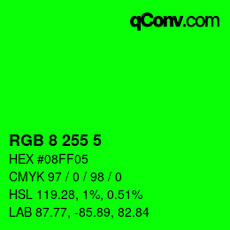 Color code: RGB 8 255 5 | qconv.com