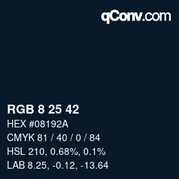 カラーコード: RGB 8 25 42 | qconv.com