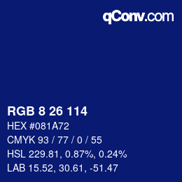 Color code: RGB 8 26 114 | qconv.com