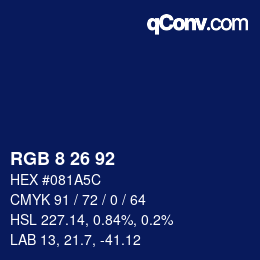 カラーコード: RGB 8 26 92 | qconv.com
