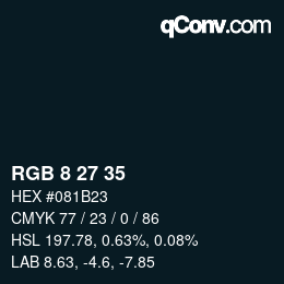 カラーコード: RGB 8 27 35 | qconv.com