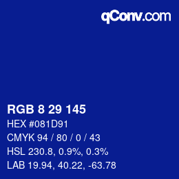 颜色代码: RGB 8 29 145 | qconv.com