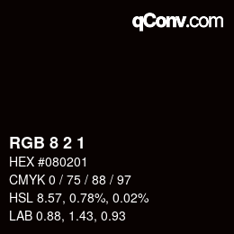 カラーコード: RGB 8 2 1 | qconv.com