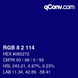 Color code: RGB 8 2 114 | qconv.com