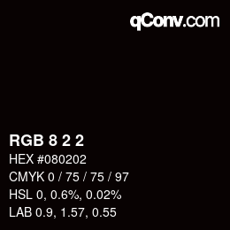 Color code: RGB 8 2 2 | qconv.com