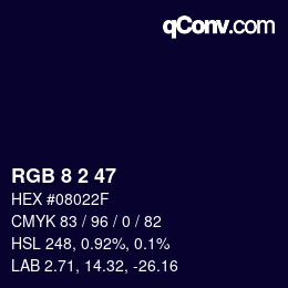 Color code: RGB 8 2 47 | qconv.com