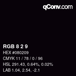 颜色代码: RGB 8 2 9 | qconv.com