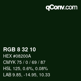 Color code: RGB 8 32 10 | qconv.com