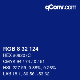Color code: RGB 8 32 124 | qconv.com