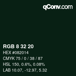 Color code: RGB 8 32 20 | qconv.com