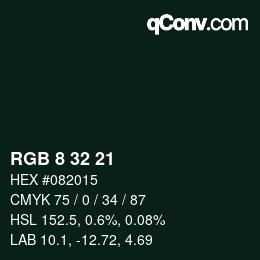 Color code: RGB 8 32 21 | qconv.com