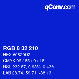 Color code: RGB 8 32 210 | qconv.com