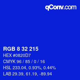 カラーコード: RGB 8 32 215 | qconv.com