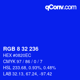 Color code: RGB 8 32 236 | qconv.com