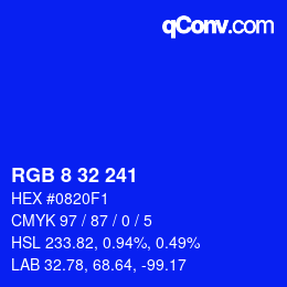 Color code: RGB 8 32 241 | qconv.com