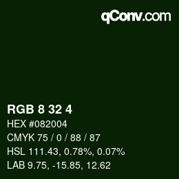 カラーコード: RGB 8 32 4 | qconv.com